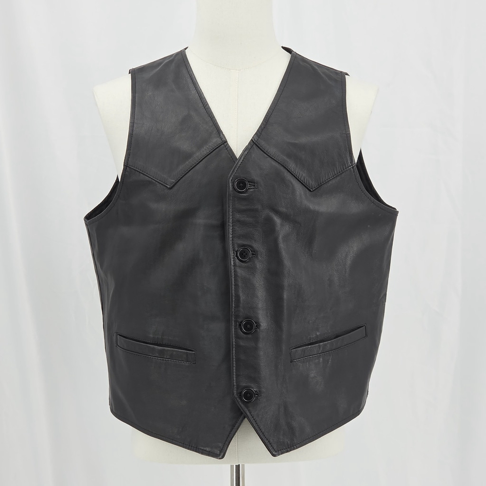 Classic Men's Black Leather Vest